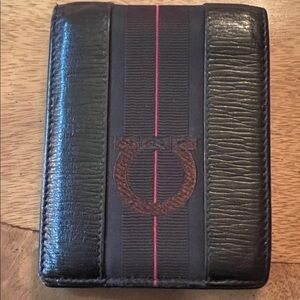 Salvatore Ferragamo Black and Brown Leather Card Holder